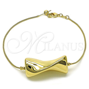 Pulsera Elegante 03.63.2292.08 Oro Laminado, Diseño de Cola de Raton, Pulido, Tono Dorado (01 MM Thickness, 8 Inches Length)
