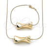 Collar y Pulsera 06.63.0290 Oro Laminado, Diseño de Cola de Raton, Pulido, Tono Dorado
