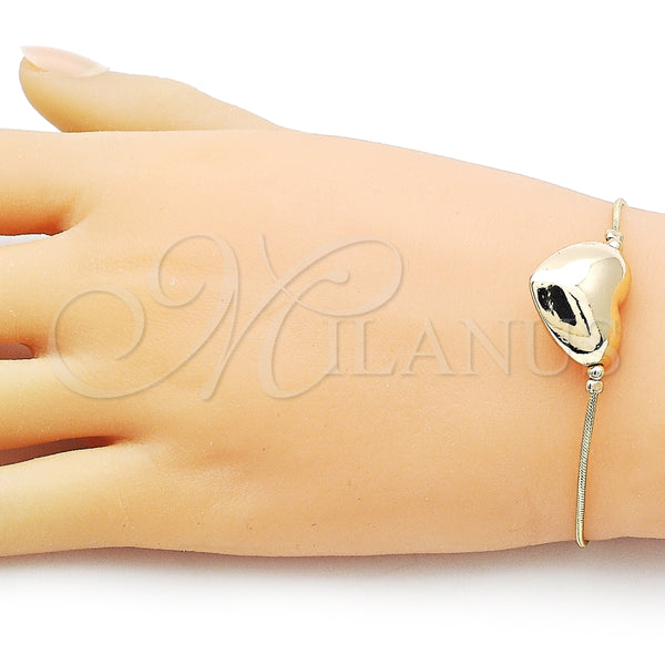 Pulsera Elegante 03.63.2293.08 Oro Laminado, Diseño de Corazón y Cola de Raton, Pulido, Tono Dorado (01 MM Thickness, 8 Inches Length)
