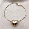 Pulsera Elegante 03.63.2293.08 Oro Laminado, Diseño de Corazón y Cola de Raton, Pulido, Tono Dorado (01 MM Thickness, 8 Inches Length)