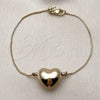 Pulsera Elegante 03.63.2294.08 Oro Laminado, Diseño de Corazón y Box, Pulido, Tono Dorado (01 MM Thickness, 8 Inches Length)