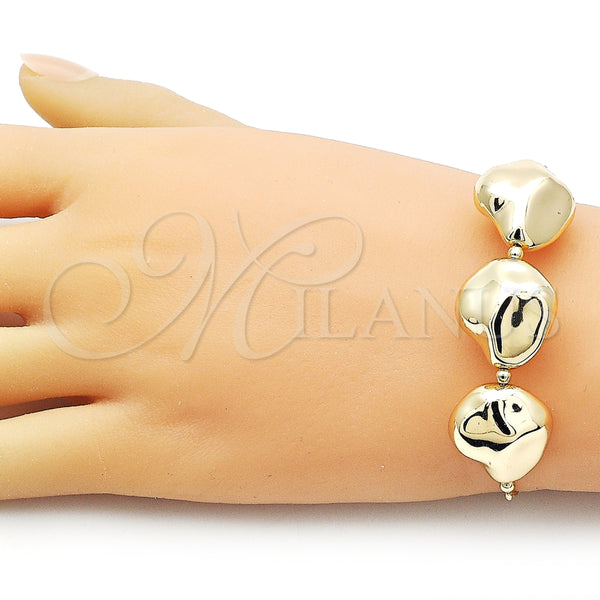 Pulsera Elegante 03.63.2295.08 Oro Laminado, Diseño de Box y Bola, Pulido, Tono Dorado (01 MM Thickness, 8 Inches Length)