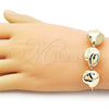 Pulsera Elegante 03.63.2295.08 Oro Laminado, Diseño de Box y Bola, Pulido, Tono Dorado (01 MM Thickness, 8 Inches Length)