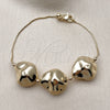Pulsera Elegante 03.63.2295.08 Oro Laminado, Diseño de Box y Bola, Pulido, Tono Dorado (01 MM Thickness, 8 Inches Length)