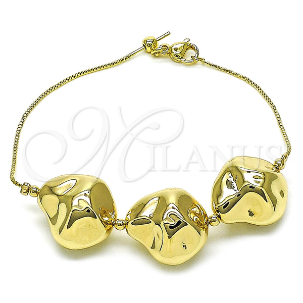 Pulsera Elegante 03.63.2295.08 Oro Laminado, Diseño de Box y Bola, Pulido, Tono Dorado (01 MM Thickness, 8 Inches Length)