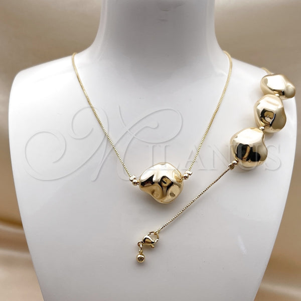 Collar y Pulsera 06.63.0293 Oro Laminado, Diseño de Box y Bola, Pulido, Tono Dorado