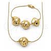 Collar y Pulsera 06.63.0293 Oro Laminado, Diseño de Box y Bola, Pulido, Tono Dorado