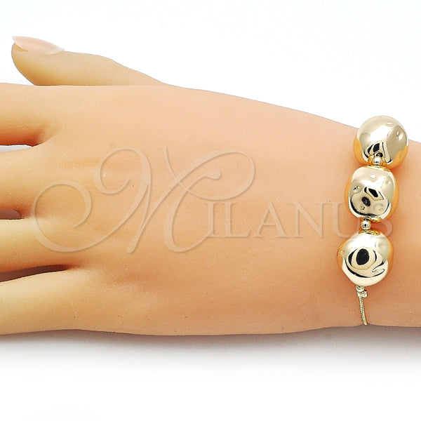 Pulsera Elegante 03.63.2296.08 Oro Laminado, Diseño de Box y Bola, Pulido, Tono Dorado (01 MM Thickness, 8 Inches Length)