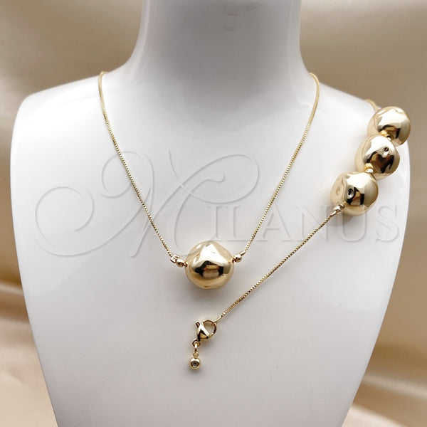 Collar y Pulsera 06.63.0294 Oro Laminado, Diseño de Box y Bola, Pulido, Tono Dorado
