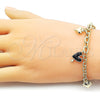 Pulsera de Dije 03.213.0320.07 Oro Laminado, Diseño de Corazón, Esmaltado Negro, Tono Dorado (Grosor 07 MM, 7 Pulgadas de Largo)
