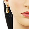 Arete Dormilona 02.283.0217 Oro Laminado, Diseño de Bola, con Blanca Micro Pave, Pulido, Tono Dorado