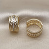 Argolla Huggie 02.283.0219.20 Oro Laminado, Diseño de Torcido, con Blanca Zirconia Cubica, Pulido, Tono Dorado