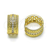Argolla Huggie 02.283.0219.20 Oro Laminado, Diseño de Torcido, con Blanca Zirconia Cubica, Pulido, Tono Dorado