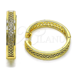Argolla Huggie 02.283.0223.30 Oro Laminado, con Blanca Micro Pave, Pulido, Tono Dorado