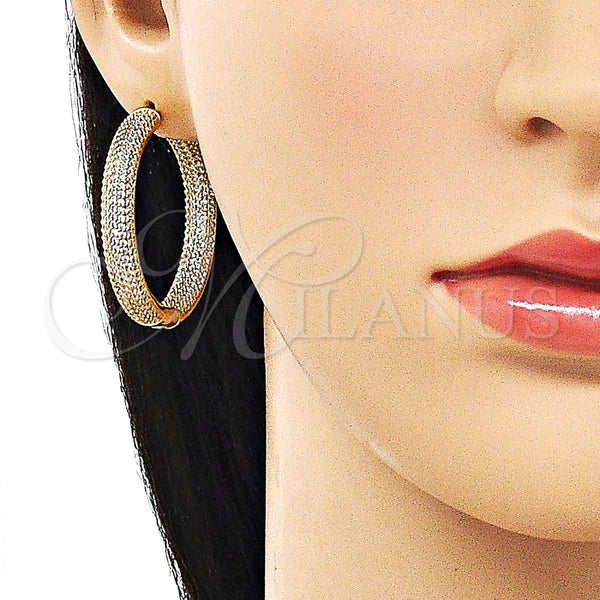 Argolla Huggie 02.283.0140.35 Oro Laminado, con Micro Pave Blanca, Pulido, Tono Dorado