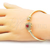 Aro Individual 07.424.0001.2 Oro Laminado, Diseño de Corazón y Cluster, con Granate and Blanca Zirconia Cubica, Pulido, Tono Dorado (05 MM Thickness, One size fits all)