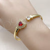 Aro Individual 07.424.0001.2 Oro Laminado, Diseño de Corazón y Cluster, con Granate and Blanca Zirconia Cubica, Pulido, Tono Dorado (05 MM Thickness, One size fits all)