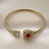 Aro Individual 07.424.0001.2 Oro Laminado, Diseño de Corazón y Cluster, con Granate and Blanca Zirconia Cubica, Pulido, Tono Dorado (05 MM Thickness, One size fits all)