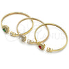Aro Individual 07.424.0001.2 Oro Laminado, Diseño de Corazón y Cluster, con Granate and Blanca Zirconia Cubica, Pulido, Tono Dorado (05 MM Thickness, One size fits all)