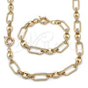 Collar y Pulsera 06.429.0003 Oro Laminado, Diseño de Puff Mariner y Torcido, Pulido, Tono Dorado