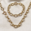 Collar y Pulsera 06.429.0007 Oro Laminado, Diseño de Torcido y Rolo, Pulido, Tono Dorado