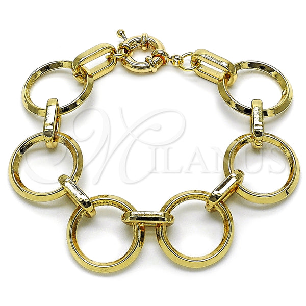 Pulsera Elegante 03.429.0012.08 Oro Laminado, Diseño de Rolo, Pulido, Tono Dorado (21 MM Thickness, 8 Inches Length)