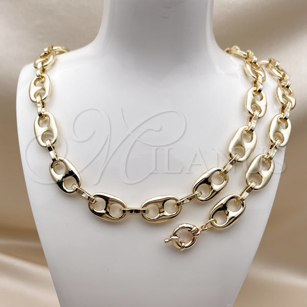 Collar y Pulsera 06.429.0014 Oro Laminado, Diseño de Puff Mariner, Pulido, Tono Dorado