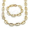 Collar y Pulsera 06.429.0014 Oro Laminado, Diseño de Puff Mariner, Pulido, Tono Dorado