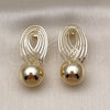 Arete Dormilona 02.385.0063 Oro Laminado, Diseño de Bola, Pulido, Tono Dorado