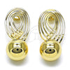 Arete Dormilona 02.385.0063 Oro Laminado, Diseño de Bola, Pulido, Tono Dorado