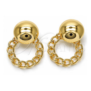 Arete Dormilona 02.428.0024 Oro Laminado, Diseño de Bola y Miami Cubana, Pulido, Tono Dorado