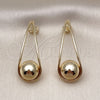 Arete Dormilona 02.428.0027 Oro Laminado, Diseño de Gota y Bola, Pulido, Tono Dorado