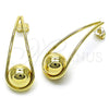Arete Dormilona 02.428.0027 Oro Laminado, Diseño de Gota y Bola, Pulido, Tono Dorado