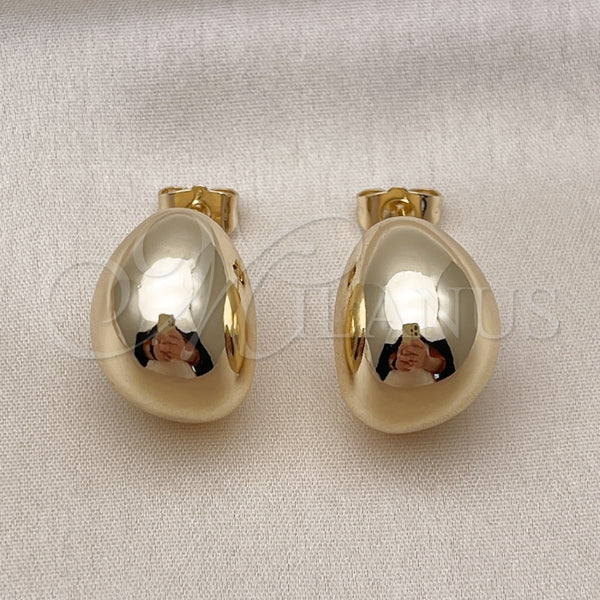 Arete Dormilona 02.428.0030 Oro Laminado, Diseño de Bola y Hueco, Pulido, Tono Dorado