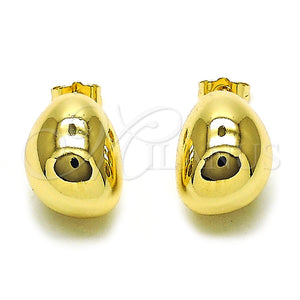 Arete Dormilona 02.428.0030 Oro Laminado, Diseño de Bola y Hueco, Pulido, Tono Dorado