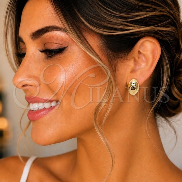 Arete Dormilona 02.428.0031 Oro Laminado, Diseño de Hueco y Bola, Pulido, Tono Dorado