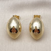 Arete Dormilona 02.428.0031 Oro Laminado, Diseño de Hueco y Bola, Pulido, Tono Dorado