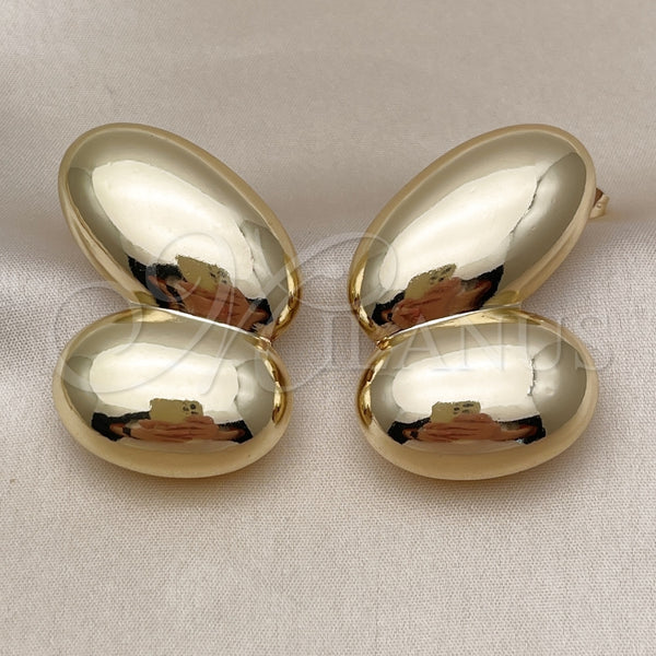 Arete Dormilona 02.428.0034 Oro Laminado, Diseño de Hueco, Pulido, Tono Dorado