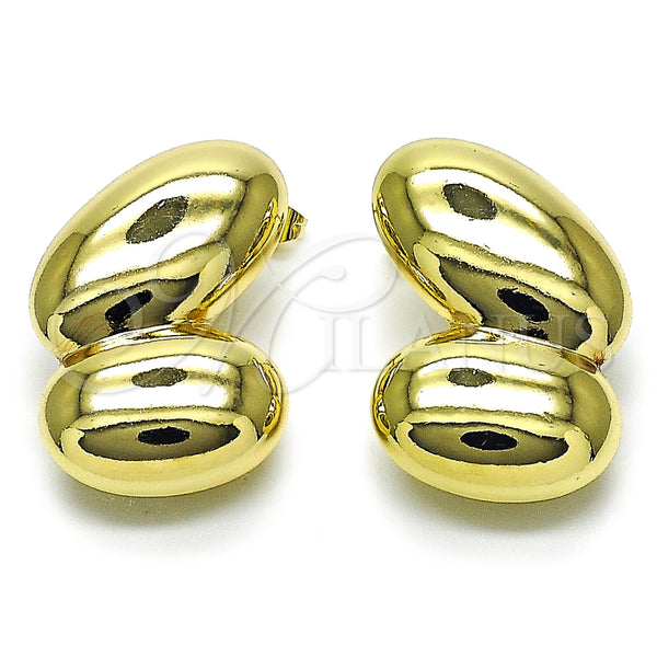 Arete Dormilona 02.428.0034 Oro Laminado, Diseño de Hueco, Pulido, Tono Dorado