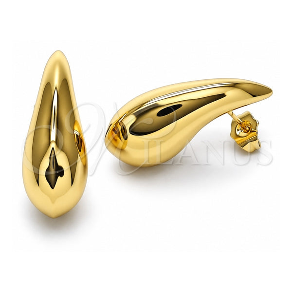 Arete Dormilona 02.428.0039 Oro Laminado, Diseño de Gota y Hueco, Pulido, Tono Dorado