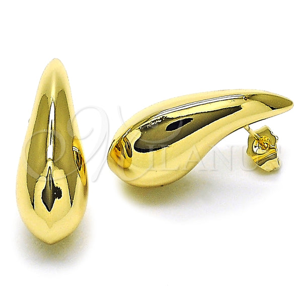 Arete Dormilona 02.428.0039 Oro Laminado, Diseño de Gota y Hueco, Pulido, Tono Dorado