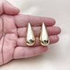 Arete Dormilona 02.428.0040 Oro Laminado, Diseño de Hueco y Gota, Pulido, Tono Dorado