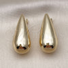 Arete Dormilona 02.428.0040 Oro Laminado, Diseño de Hueco y Gota, Pulido, Tono Dorado