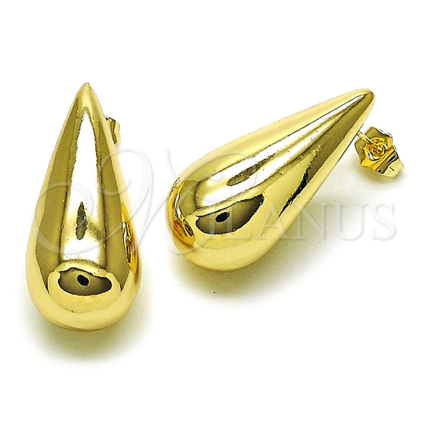 Arete Dormilona 02.428.0040 Oro Laminado, Diseño de Hueco y Gota, Pulido, Tono Dorado