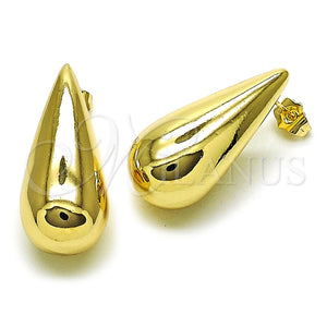 Arete Dormilona 02.428.0040 Oro Laminado, Diseño de Hueco y Gota, Pulido, Tono Dorado