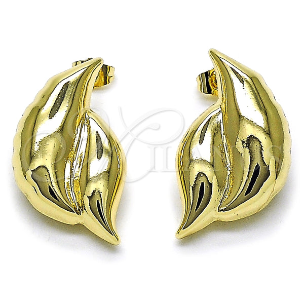 Arete Dormilona 02.428.0050 Oro Laminado, Diseño de Hueco, Pulido, Tono Dorado