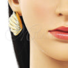 Arete Dormilona 02.428.0041 Oro Laminado, Diseño de Concha y Hueco, Pulido, Tono Dorado