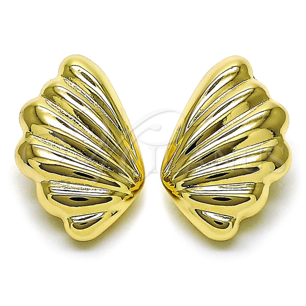 Arete Dormilona 02.428.0041 Oro Laminado, Diseño de Concha y Hueco, Pulido, Tono Dorado