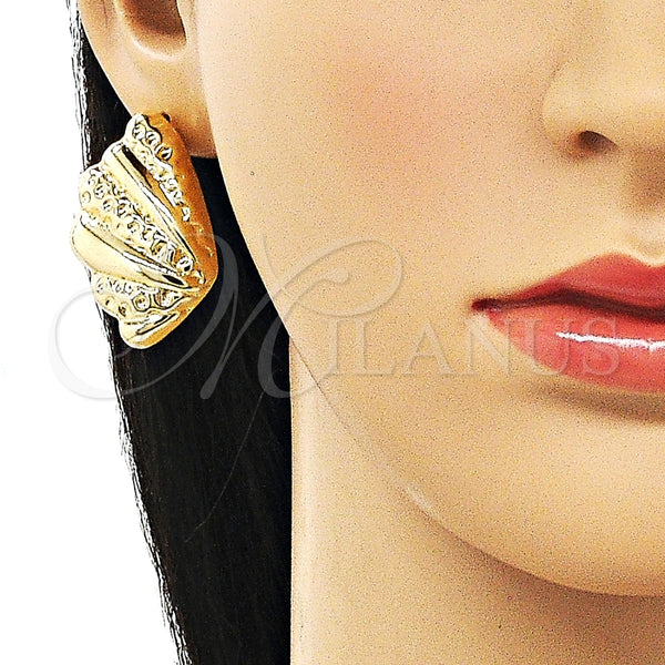 Arete Dormilona 02.428.0042 Oro Laminado, Diseño de Concha y Hueco, Pulido, Tono Dorado