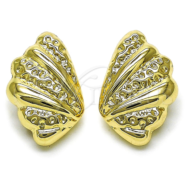 Arete Dormilona 02.428.0042 Oro Laminado, Diseño de Concha y Hueco, Pulido, Tono Dorado